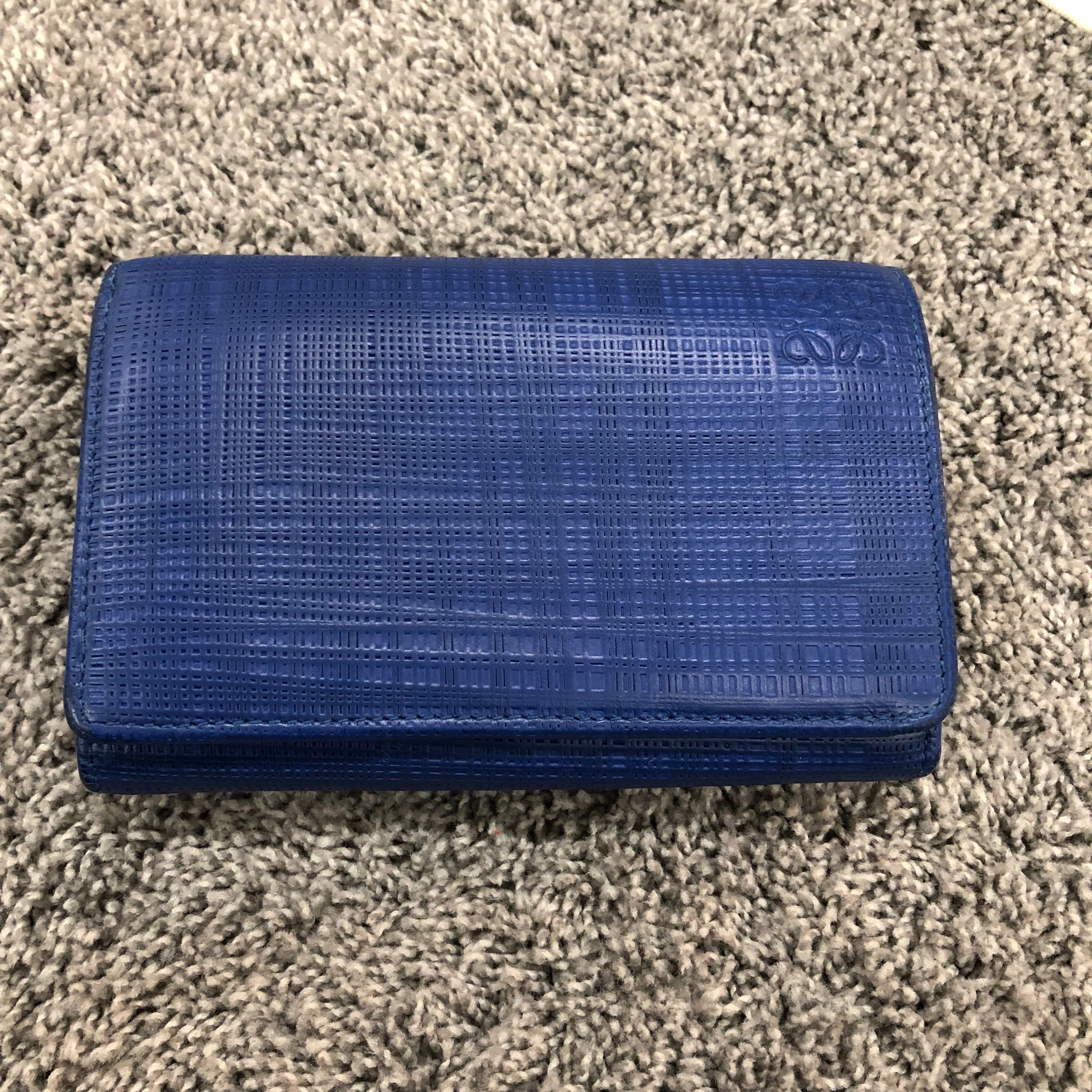LOEWE Linen Compact Wallet "Blue"