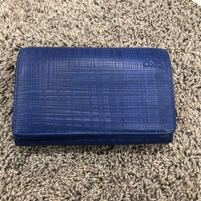 LOEWE Linen Compact Wallet "Blue"