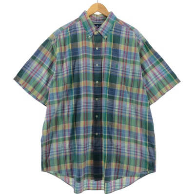 古着 ラルフローレン Ralph Lauren BLAKE 半袖 ボタンダウン チェックシャツ メンズXL相当/eaa533575