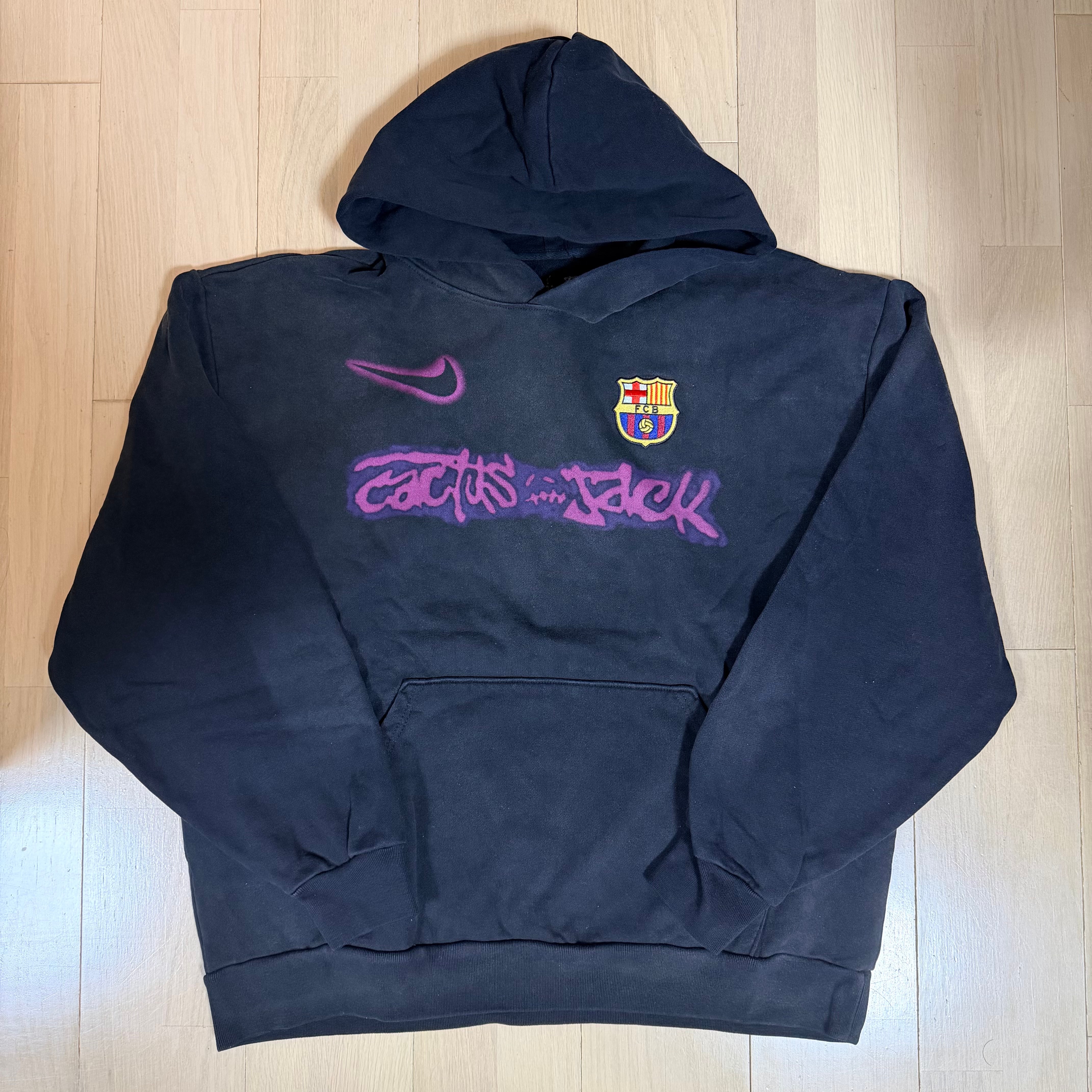 Travis Scott Cactus Jack x Nike x FC Barcelona Spray Logo Hoodie "Black"