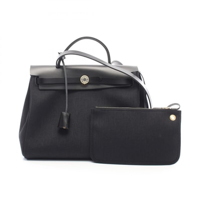 エルメス HERMES エールバッグジップPM 2WAY ハンドバッグ バッグ キャンバス レザー トワルミリタリー / ヴァッシュハンター トワルミリタリー ブラック(エルメス) K刻印(2025年製造) レディース ブラック系 【中古】