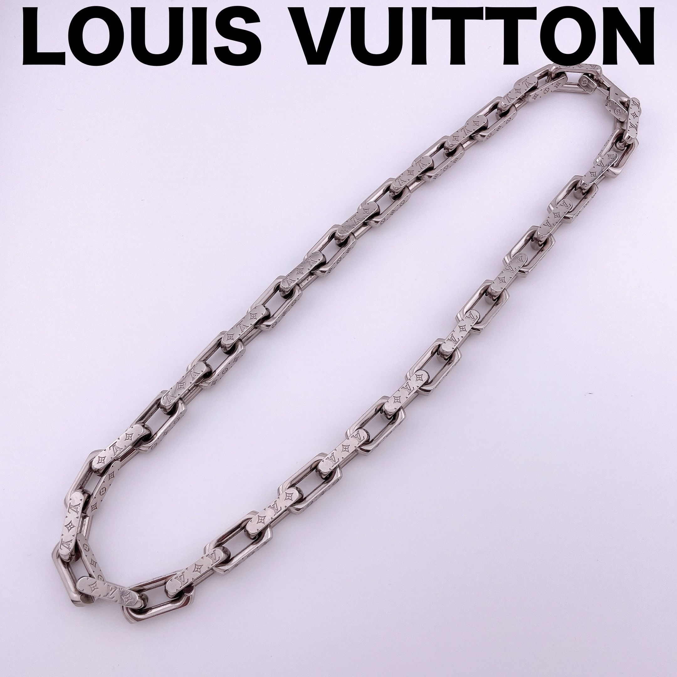 Louis Vuitton Monogram Chain Necklace "Silver"