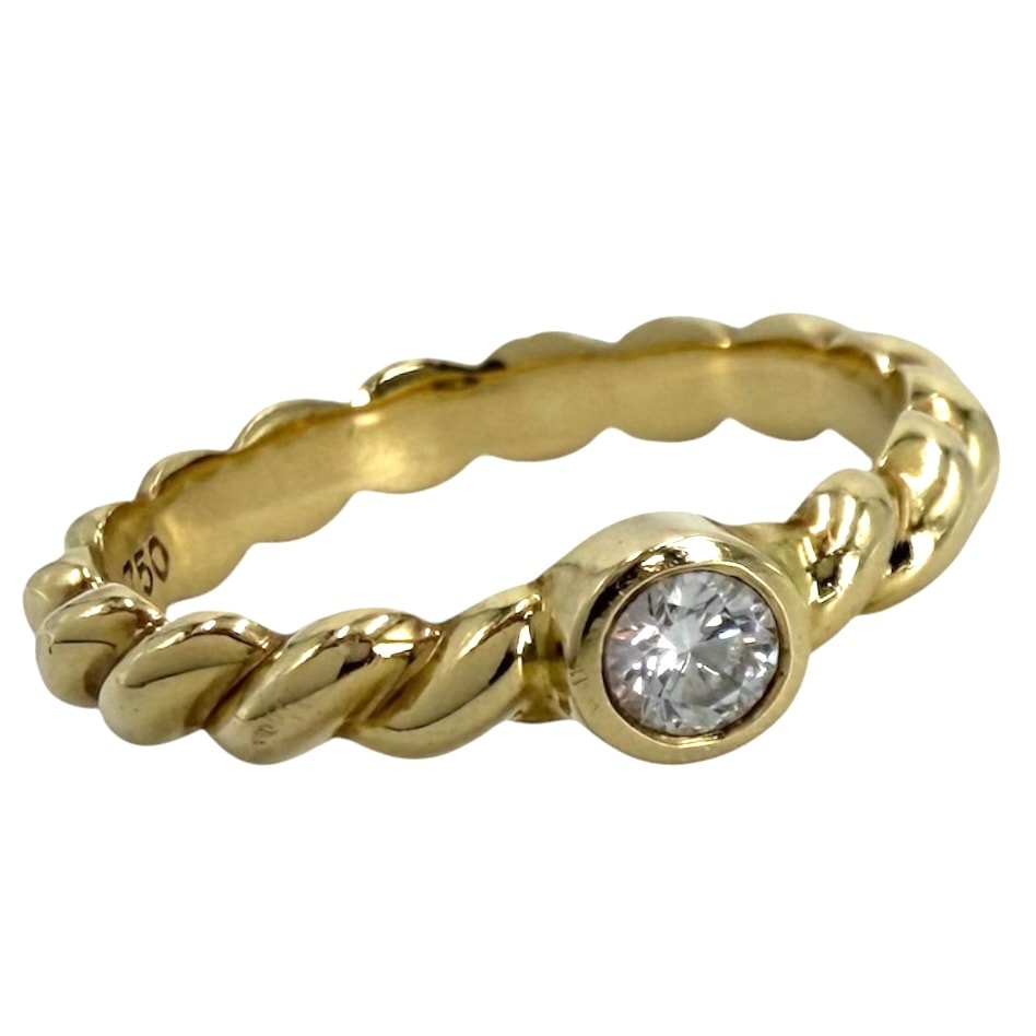 TIFFANY&Co. ティファニー 指輪 ツイスト リング ジュエリー アクセサリー Au750 18金YG K18イエローゴールド ダイヤモンド 約10号 レディース 約3.0g【中古品】