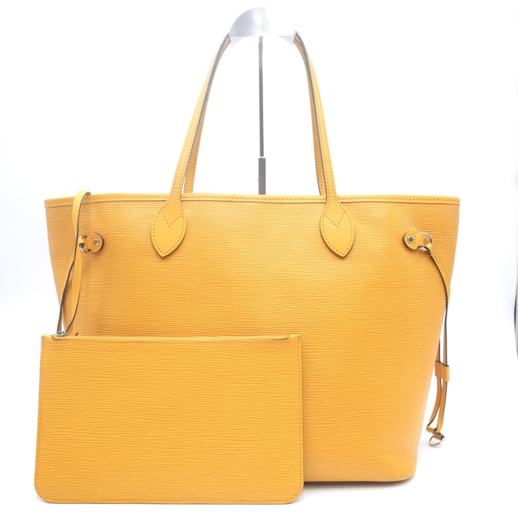 LOUIS VUITTON(ルイ・ヴィトン)ネヴァーフル MM トートバッグ エピ レザー ミモザ イエロー シルバー金具 ポーチ付き レディース【中古】