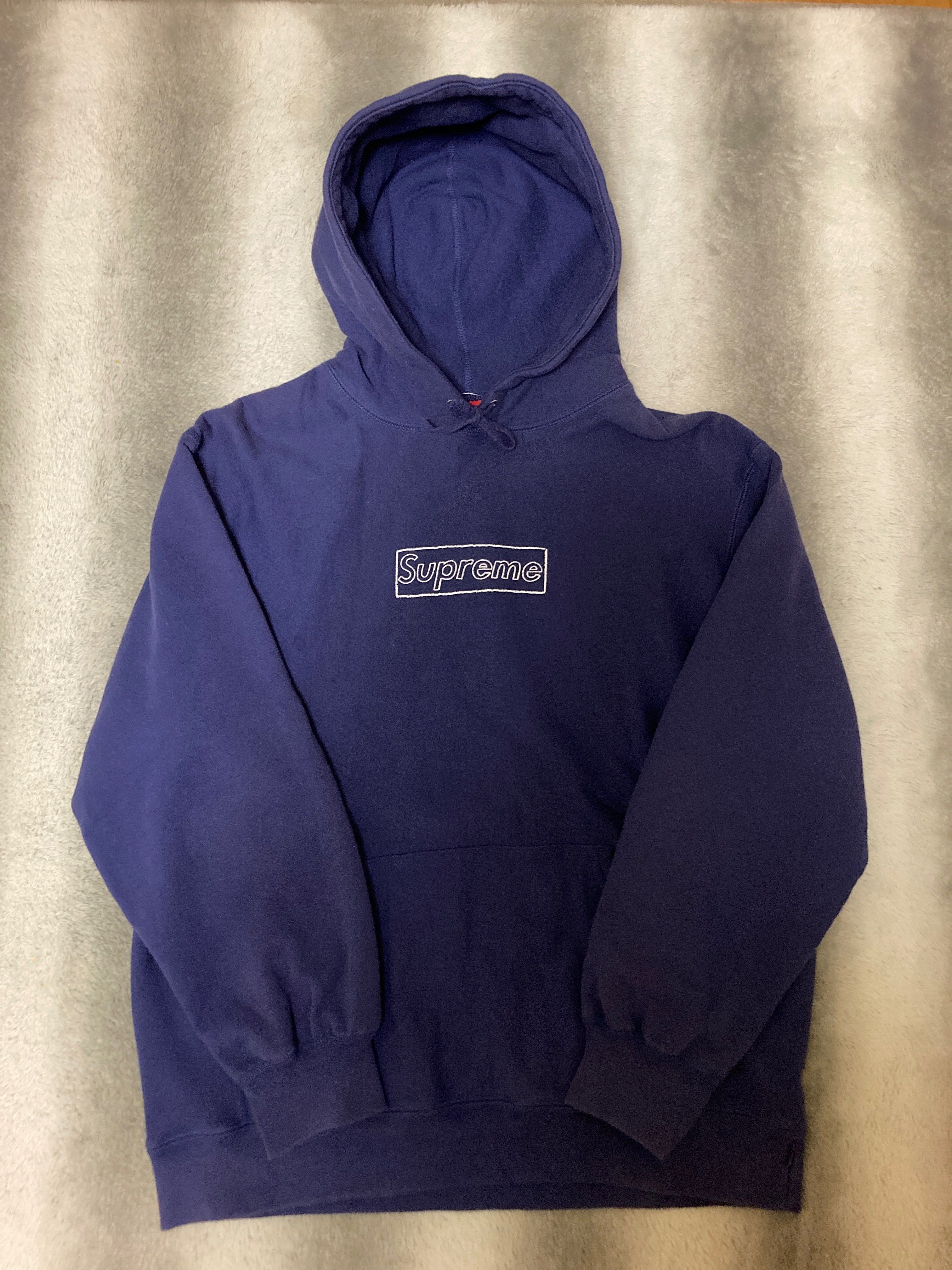 Supreme KAWS Chalk Logo Hooded Sweatshirt "Washed Navy"(2021)