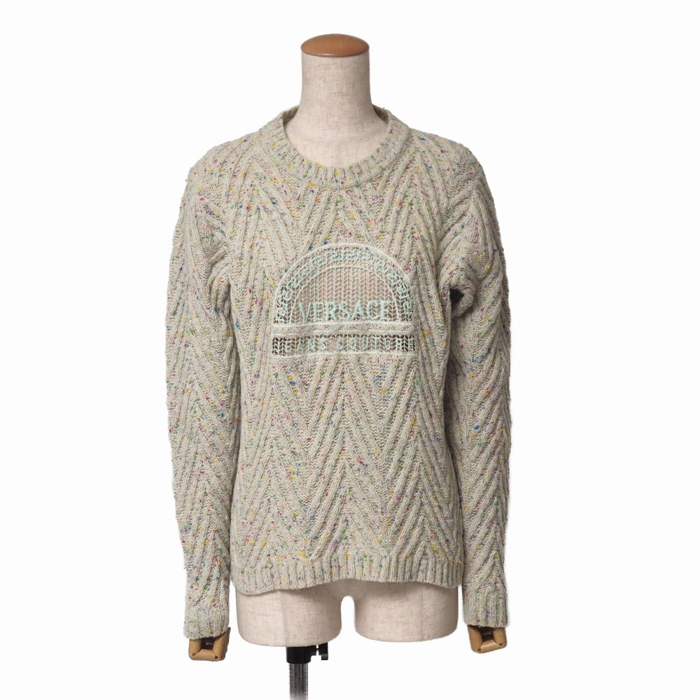 VERSACE ヴェルサーチ ヴィンテージ ニット サイズ1 セーター ケーブル編み カラーネップ イタリア製 ブランド古着【中古】20261009/RB1290