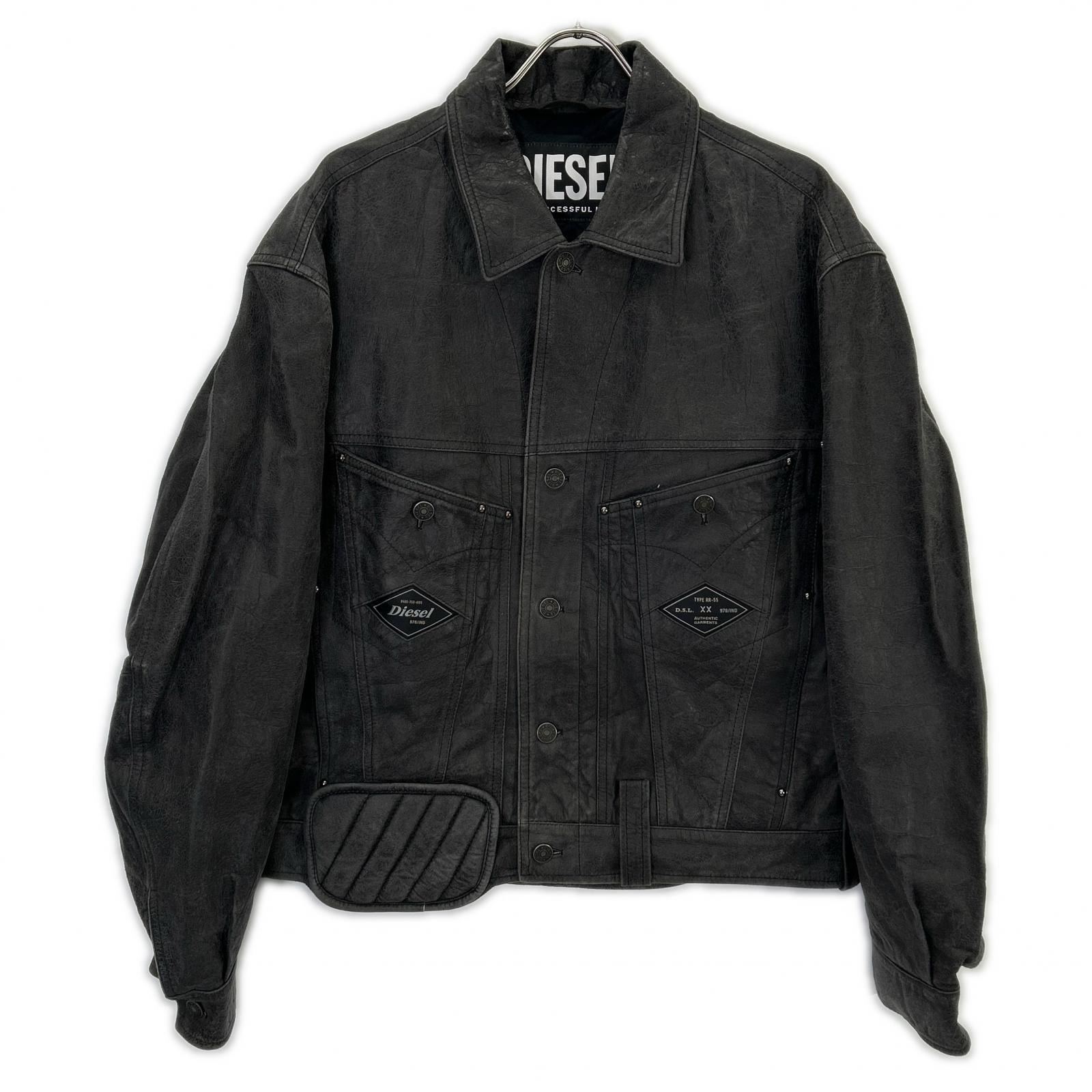 ディーゼル グレー L-MARTIN ラムレザージャケット L