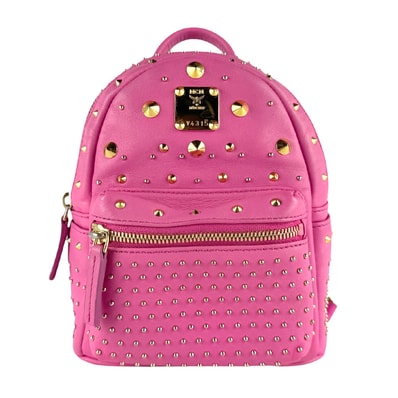 エム シー エム MCM リュック レザー/メタル ピンク/ゴールド レディース【中古】 z9383