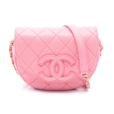 シャネル CHANEL マトラッセ ミニ メッセンジャー ショルダーバッグ バッグ キャビアスキン(グレインドカーフ) レディース ピンク系 AS3867 【中古】