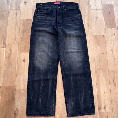 Supreme Distressed Loose Fit Selvedge Jean (26SS) "Washed Black"