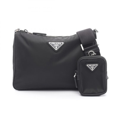 プラダ PRADA SAFFIANO TRAVEL ショルダーバッグ バッグ ナイロン サフィアーノレザー メンズ レディース ブラック系 2VH113 【中古】