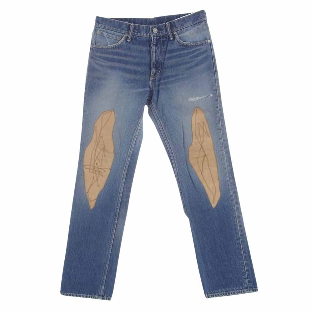 VISVIM ビズビム デニムパンツ 20SS 0120105005028 SOCIAL SCULPTURE 03 DAMAGED-23 ダメージ加工 レザーパッチ ソーシャルスカルプチャー デニムパンツ ジーンズ W32 L30 インディゴブルー系 【中古】