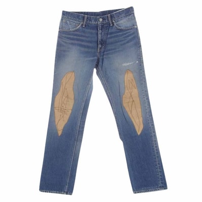 VISVIM ビズビム デニムパンツ 20SS 0120105005028 SOCIAL SCULPTURE 03 DAMAGED-23 ダメージ加工 レザーパッチ ソーシャルスカルプチャー デニムパンツ ジーンズ W32 L30 インディゴブルー系 【中古】