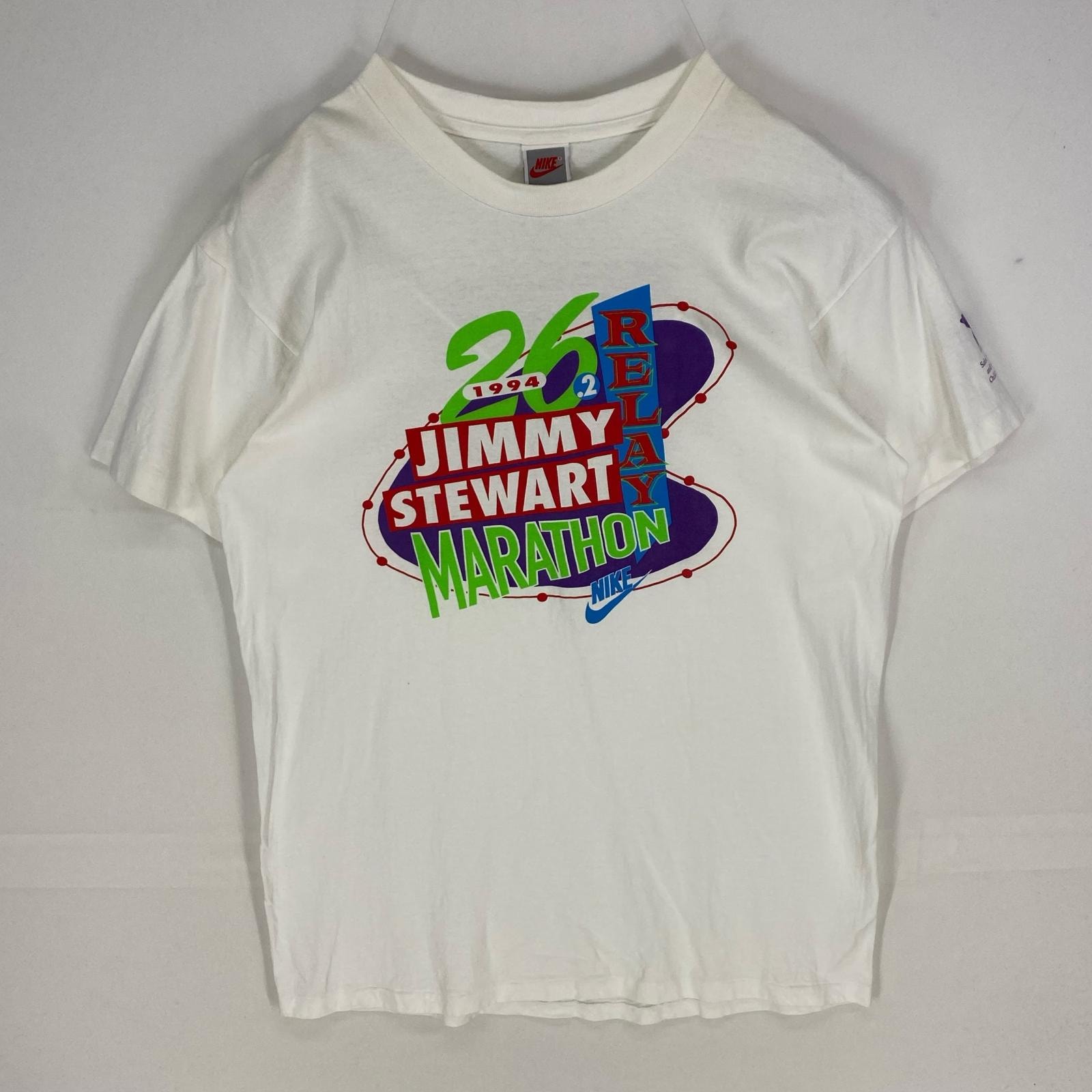 古着 90's/90年代 ナイキ NIKE USA製 半袖Tシャツ マラソン記念T クルーネック 銀タグ XL  ホワイト系 プリント メンズ