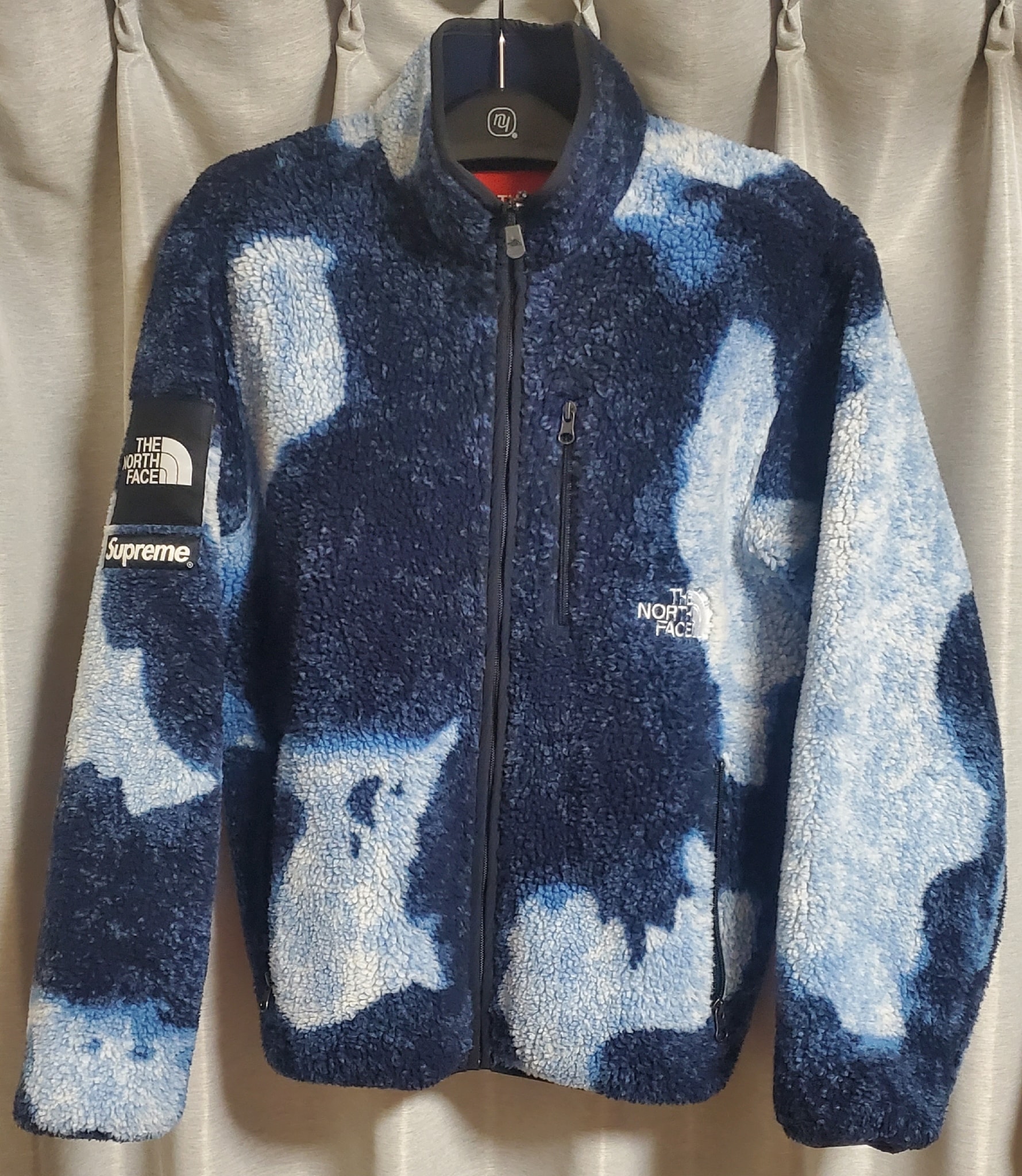 Supreme x The North Face Bleached Denim Print Fleece Jacket "Indigo"