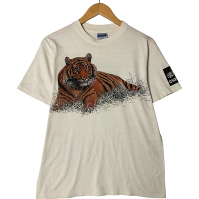 古着 80年代 ヘインズ Hanes Fifty-Fifty 青タグ 虎柄 タイガー柄 アニマルTシャツ USA製 メンズM相当 ヴィンテージ/eaa556876