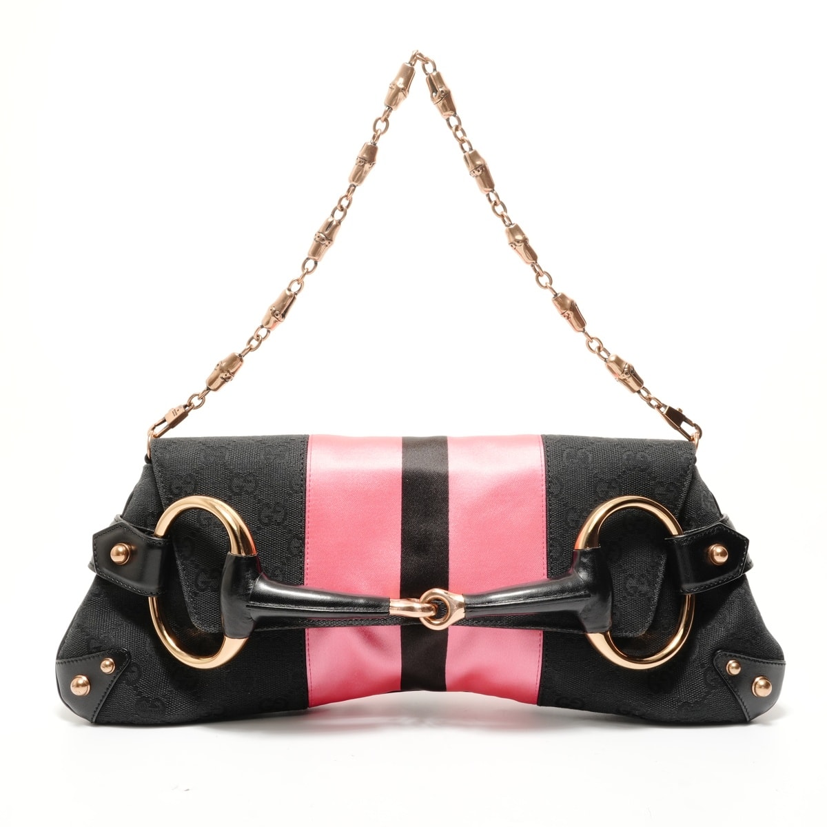 グッチ GUCCI ホースビット メタルバンブー GGキャンバス ショルダーバッグ【中古】