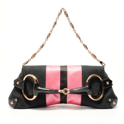 グッチ GUCCI ホースビット メタルバンブー GGキャンバス ショルダーバッグ【中古】