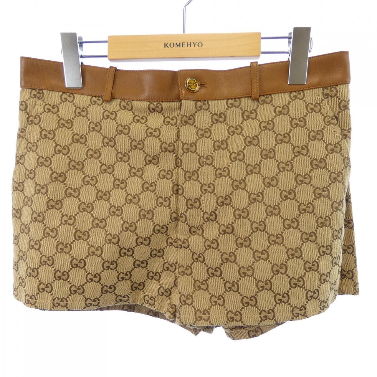 グッチ GUCCI レザー トリム GGキャンバス 681154 Z8AV7 ショートパンツ