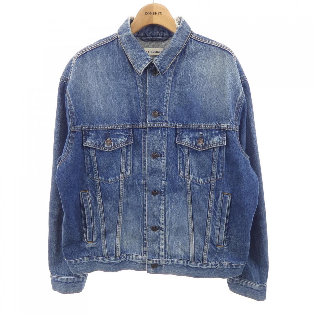バレンシアガ 18SS バックロゴ クラッシュ デニムジャケット 