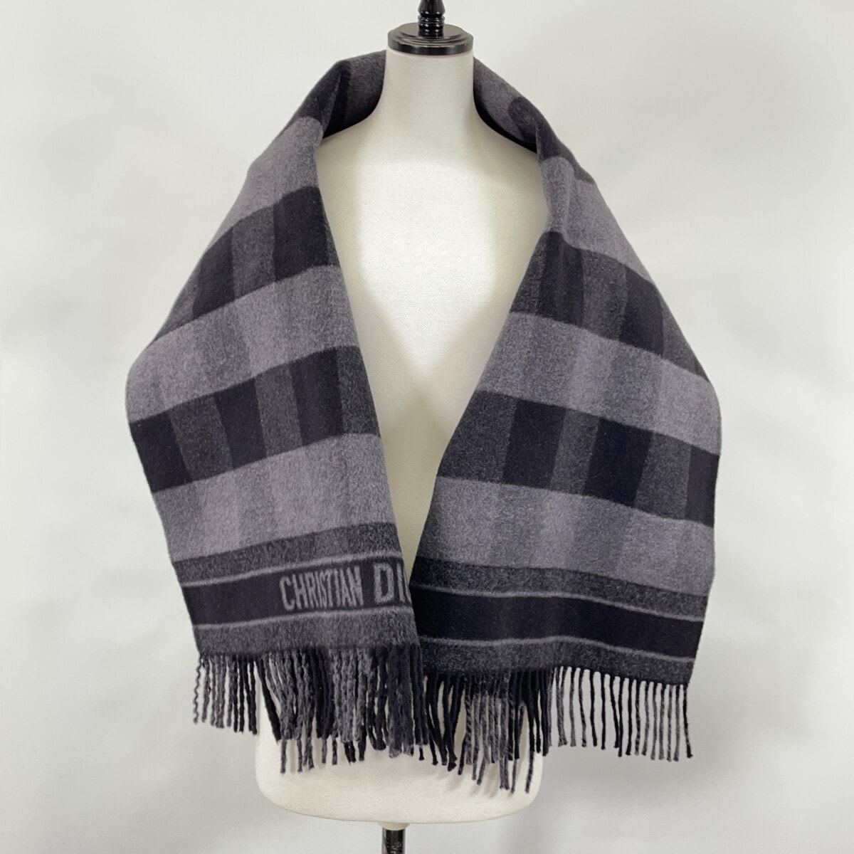 クリスチャンディオール 040V24A1198 ブラック×グレー ストールジャケット S