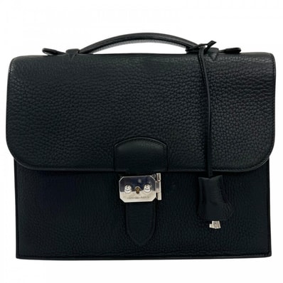 HERMES エルメス ハンドバッグ サックアデペッシュ27 レザー ブラック 黒 シルバー金具 レディース【中古品】