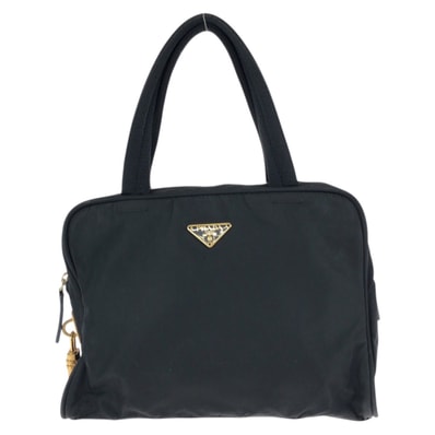PRADA プラダ テスート 三角ロゴプレート ブラック 黒 ゴールド金具 ナイロン レザー/ トートバッグ ハンドバッグ 603270 【中古】
