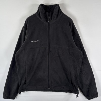 古着 コロンビア Columbia フルジップフリースジャケット ワンポイントロゴ刺繍 アウトドア L ブラック メンズ