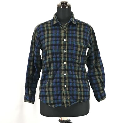 90s-00s/Christian Dior MONSIEUR★長袖フランネルシャツ【Mens size -M/青×黄チェック柄】Tops/Shirts◆senBH83