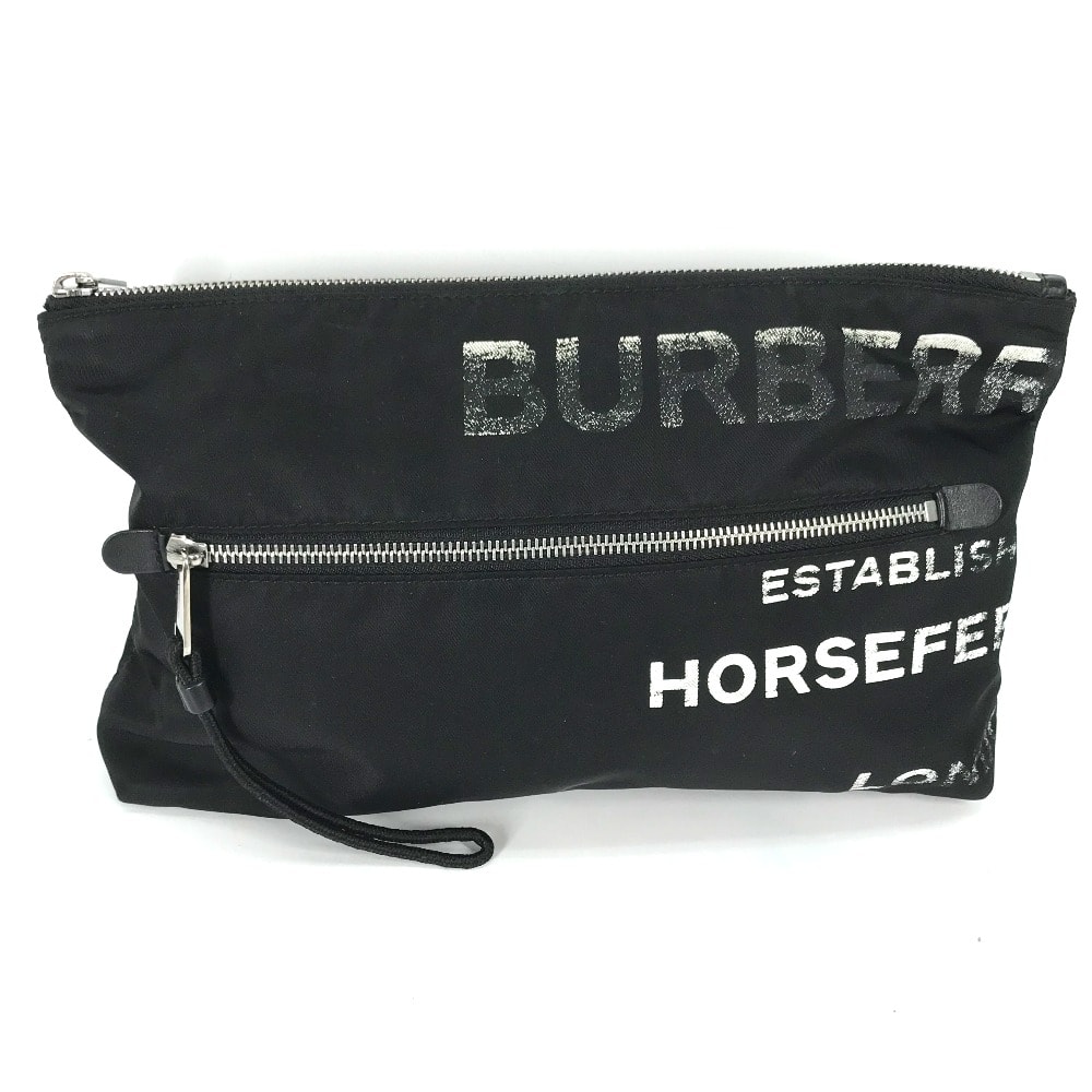 バーバリー BURBERRY ホースフェリー HORSEFERRY 8014756 カバン ポーチ クラッチバッグ ナイロン ブラック