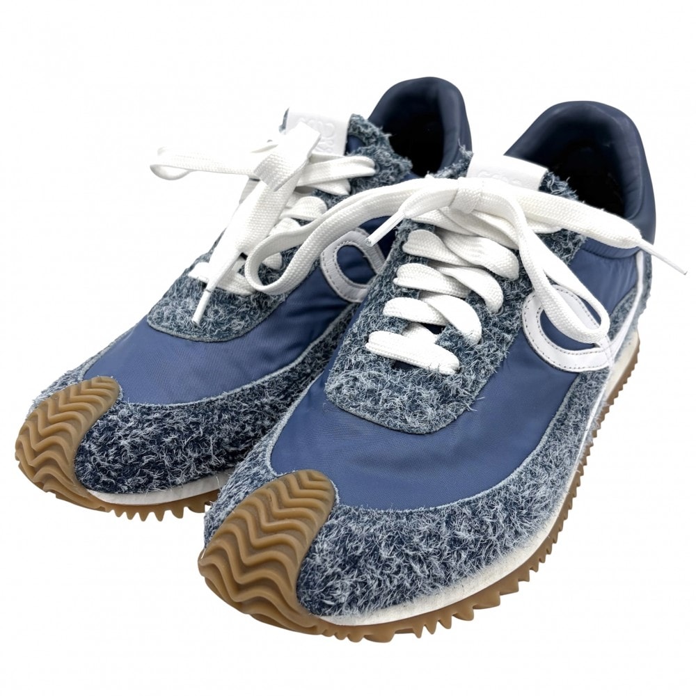 LOEWE ロエベ スニーカー フローランナー 靴 ランニングシューズ 40サイズ 約27cm ナイロン  スエード   ブルー系 メンズ【中古品】