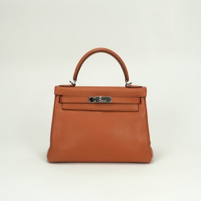エルメス HERMES ケリー28 ケリー 28 バッグ トートバッグ ショルダーバッグ トリヨンクレマンス ポティロン potiron オレンジ orange シルバー金具 ハンドバッグ V字金具 2Way