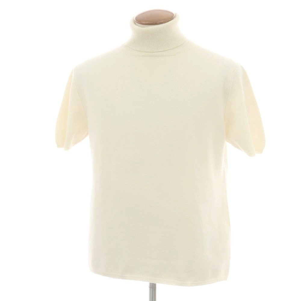 【中古】ヴァレンティノ VALENTINO カシミヤ 半袖タートルネックニット オフホワイト【サイズ50】【メンズ】