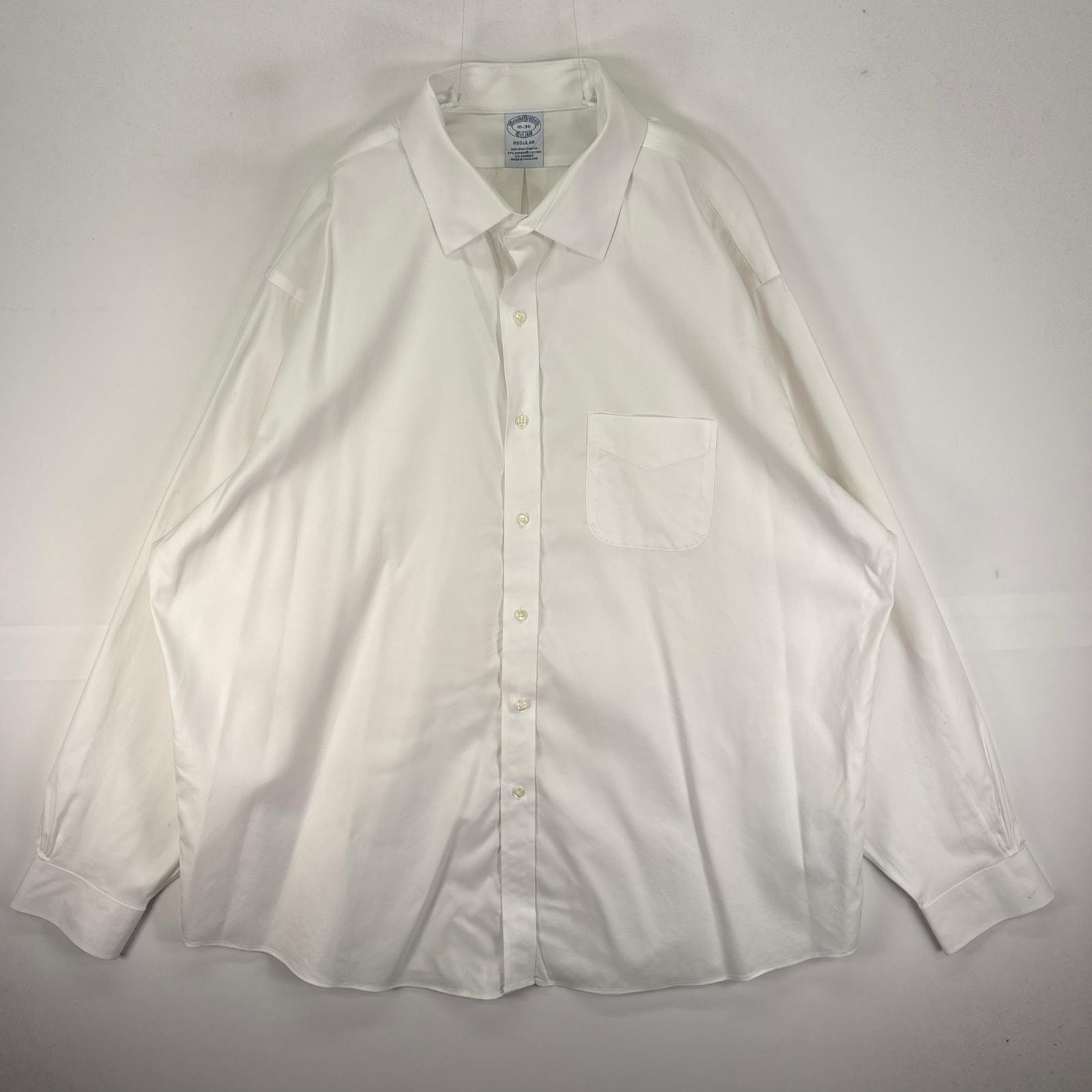 古着 ブルックスブラザーズ Brooks Brothers 長袖シャツ オックスフォード 胸ポケット 2XL  ホワイト系 無地 メンズ