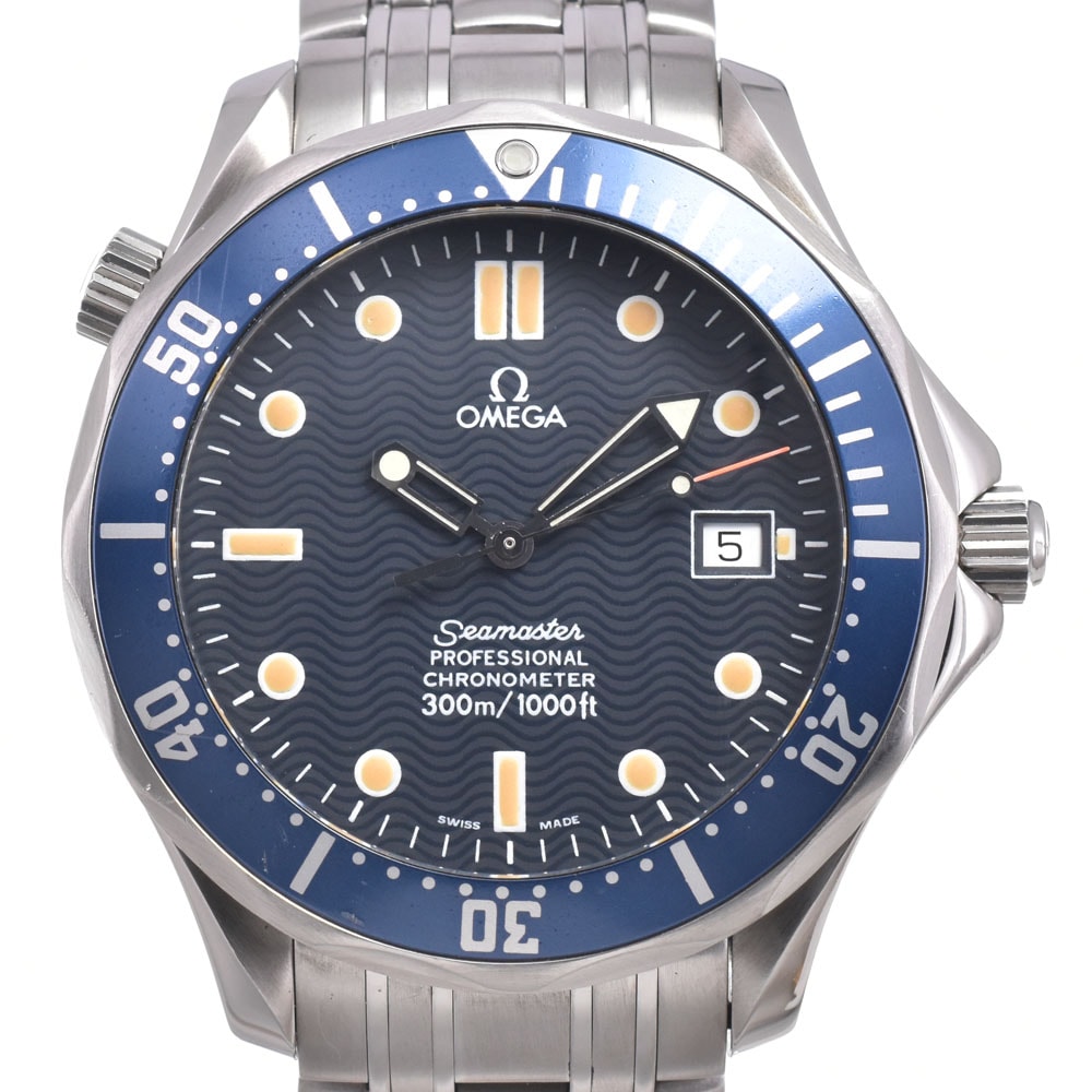 オメガ OMEGA 2531.80 シーマスター 300M プロフェッショナル デイト ブルー 自動巻き メンズ 良品 腕時計 M#150911