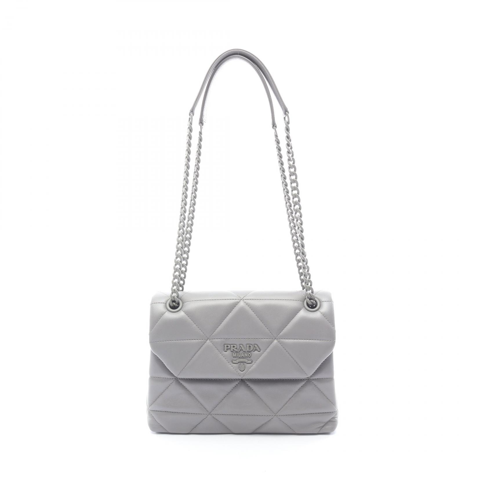 プラダ PRADA NAPPA STITCHED スペクトラム ショルダーバッグ バッグ レザー レディース グレー系 1BD232 【中古】