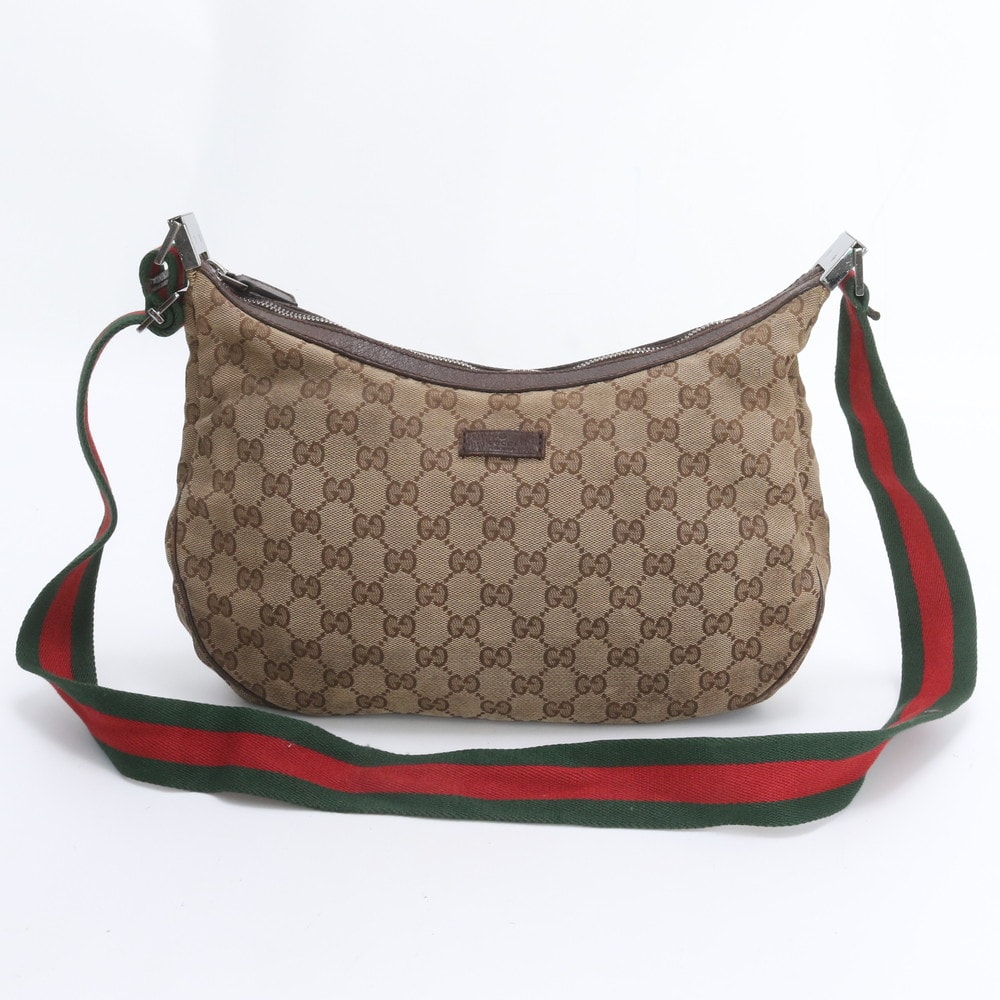 ■美品 グッチ GGキャンバス シェリー ライン122790