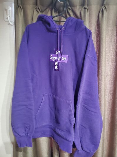 Supreme Cross Box Logo Hooded Sweatshirt "Purple"