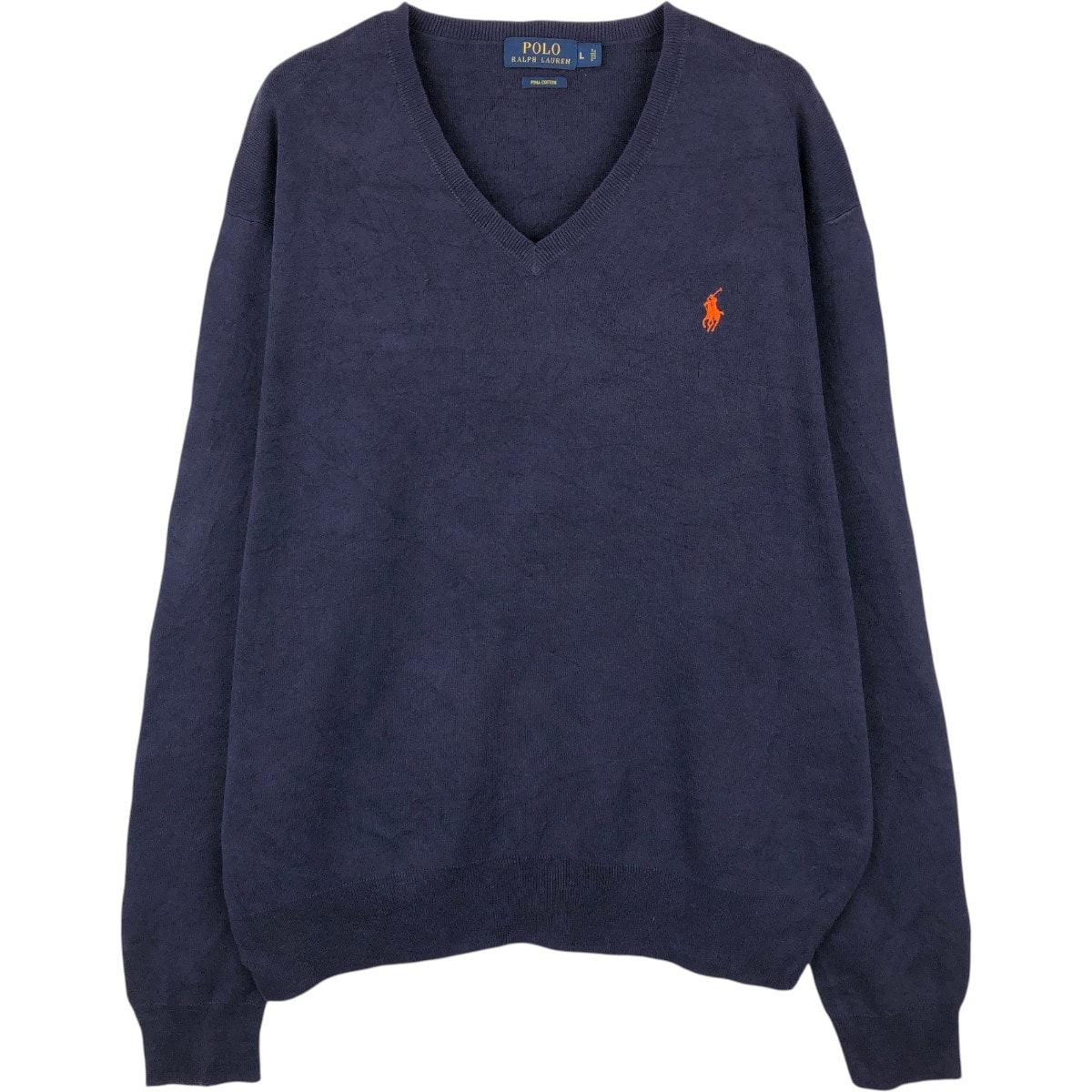 古着 ラルフローレン Ralph Lauren POLO RALPH LAUREN Vネック コットンニットセーター メンズL相当/eaa670128