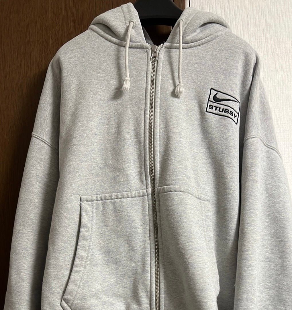 Stussy x Nike Fleece Zip Hoodie "Grey Heather" (US Size) FJ9181-050