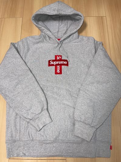 Supreme Cross Box Logo Hooded Sweatshirt "Grey"