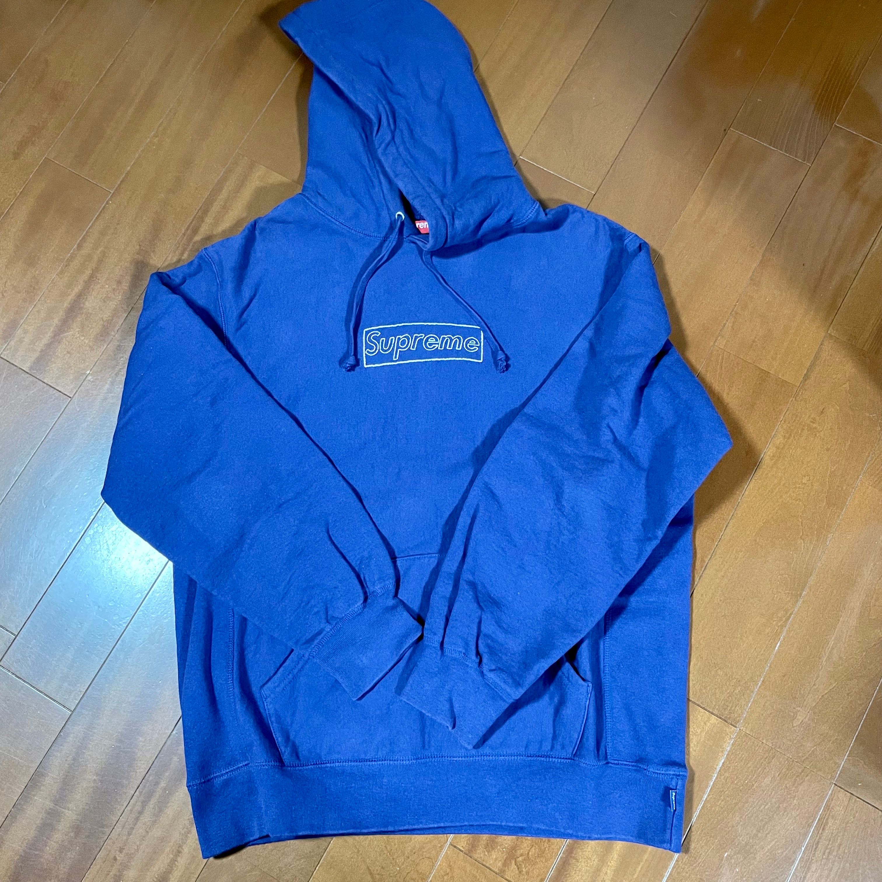 Supreme KAWS Chalk Logo Hooded Sweatshirt "Washed Navy"(2021)