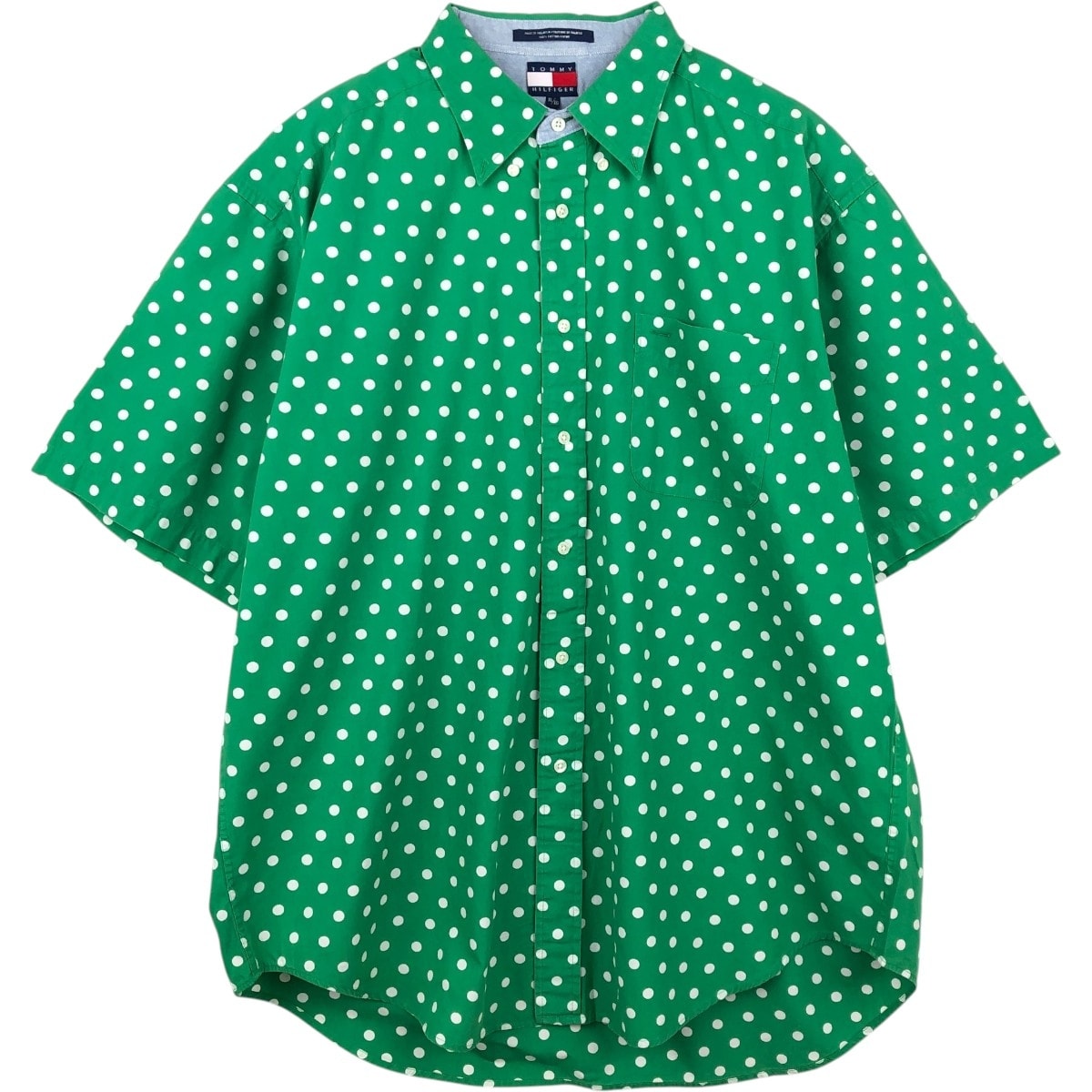 古着 90年代~ トミーヒルフィガー TOMMY HILFIGER 総柄 ドット柄 半袖 コットンシャツ メンズXL相当 ヴィンテージ/eaa668725
