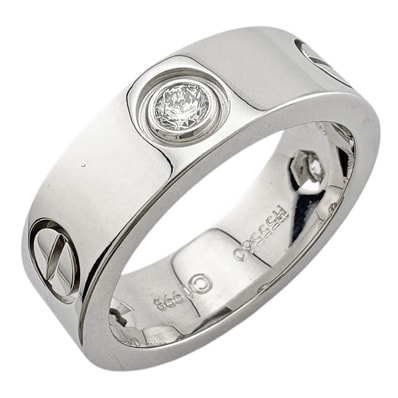 カルティエ ラブ 3P ダイヤモンド リング 指輪 8号 18金 K18ホワイトゴールド ダイヤモンド レディース CARTIER 中古