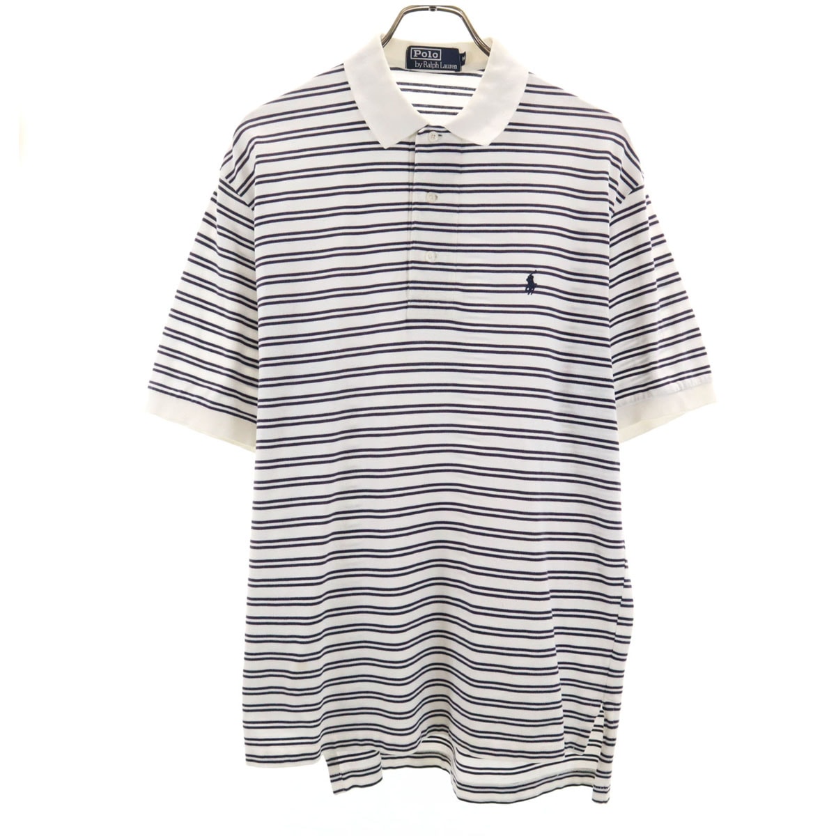 Polo by Ralph Lauren ポロバイラルフローレン ボーダー柄 半袖 ポロシャツ M ホワイト