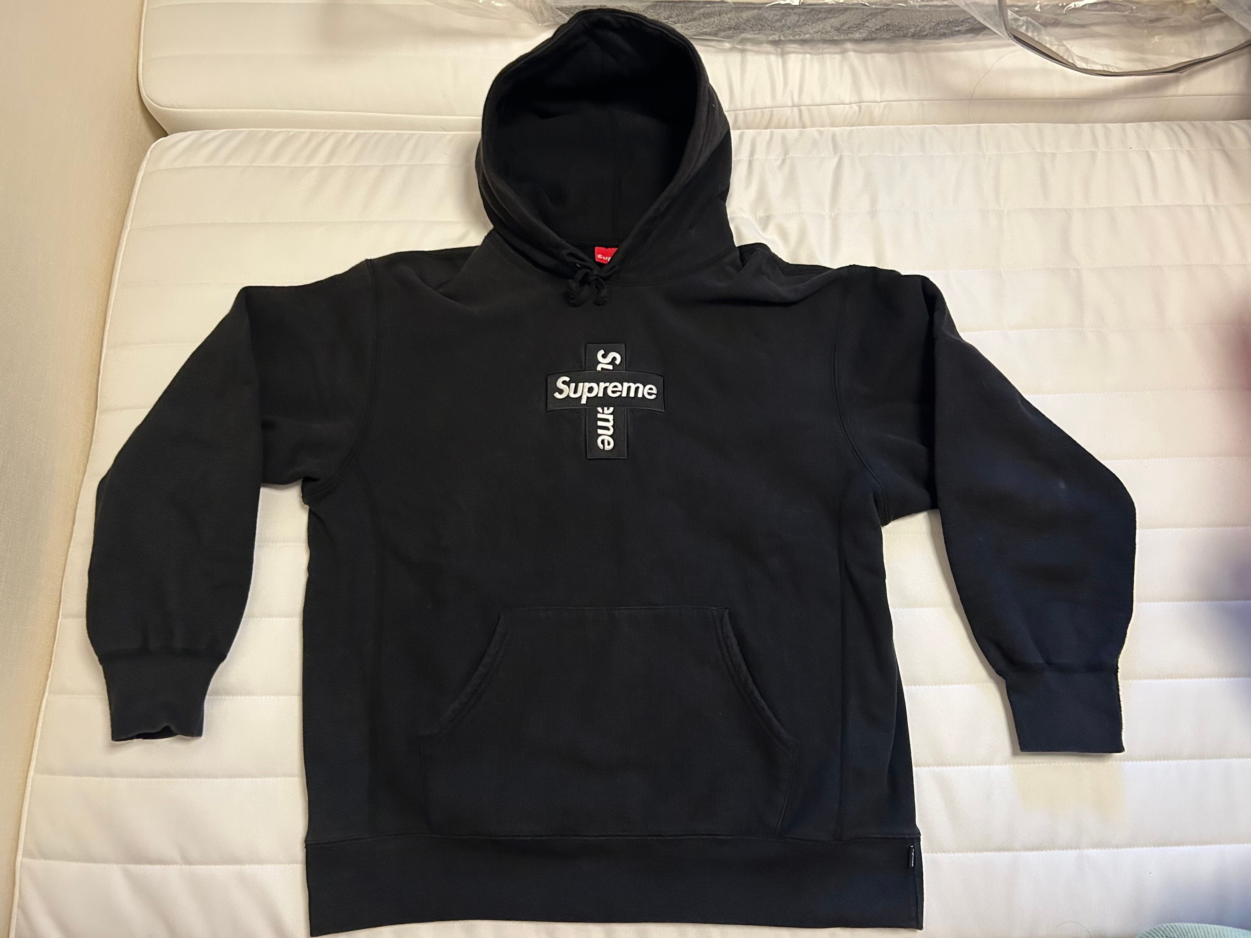 Supreme Cross Box Logo Hooded Sweatshirt "Black"