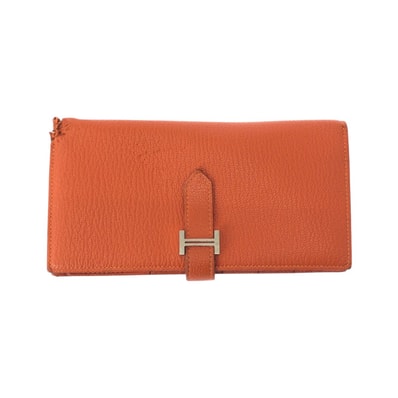 HERMES エルメス ベアンスフレ オレンジ シルバー金具 ヴォーエプソン 長財布 ロングウォレット X刻印 603402 【中古】