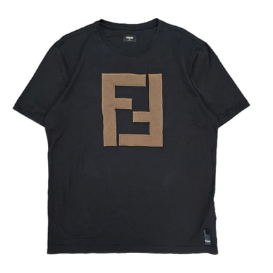 FENDI フェンディ 立体ロゴ FFモチーフ XXXL 半袖Tシャツ FENDI FY0894 A2BN コットン ブラック メンズ【中古】