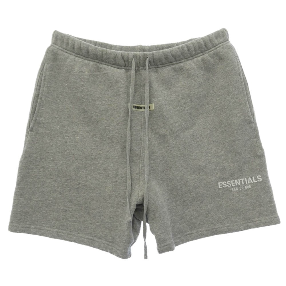 FEAR OF GOD フィアオブゴッド 5568-343-0060 ESSENTIALS SHORT PANTS エッセンシャルズ ラバーロゴ スウェット ハーフパンツ ショーツ グレー グレー系 M【中古】