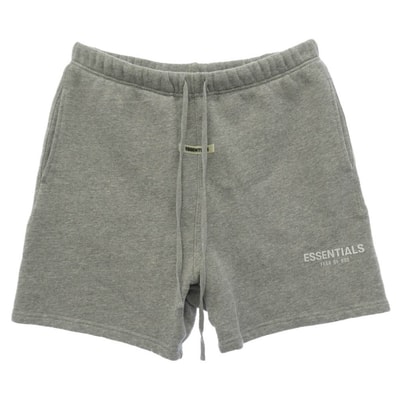 FEAR OF GOD フィアオブゴッド 5568-343-0060 ESSENTIALS SHORT PANTS エッセンシャルズ ラバーロゴ スウェット ハーフパンツ ショーツ グレー グレー系 M【中古】